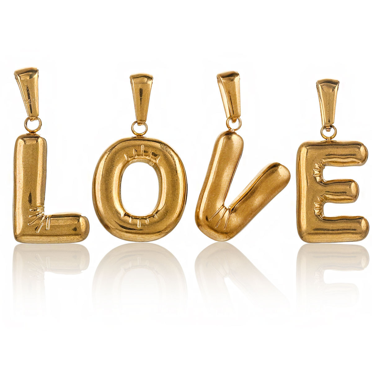 Mini Bubble 26 Letter Pendant Tarnish Free Stainless Steel Charms 18K Gold Plated Keychain Accessories For Jewelry 216045150720