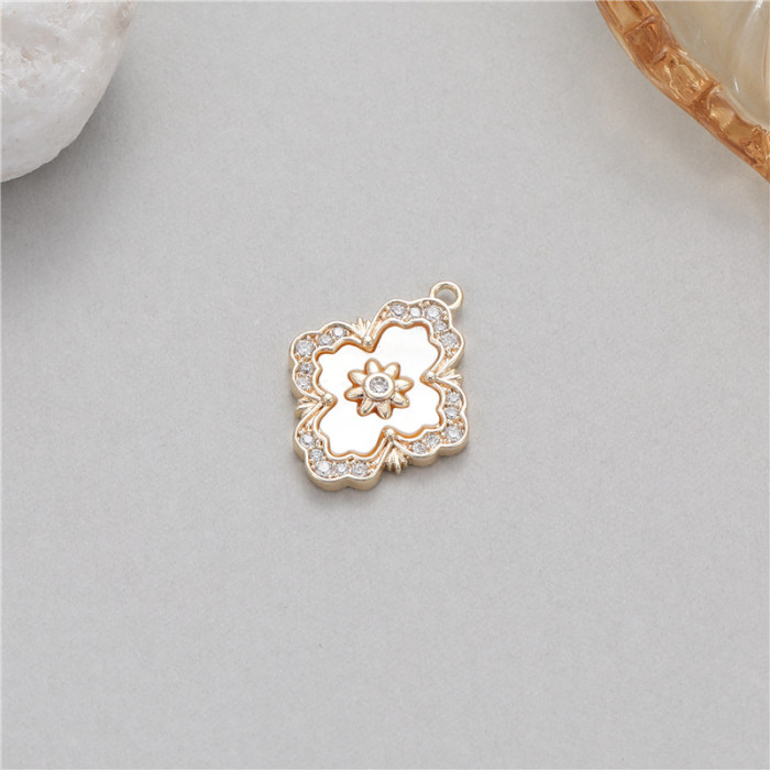 Stylish Chic Hypoallergenic Key Four-leaf Clover Clock 14K Gold Plated Bracelet Pendant Handmade DIY Jewelry Accessories
