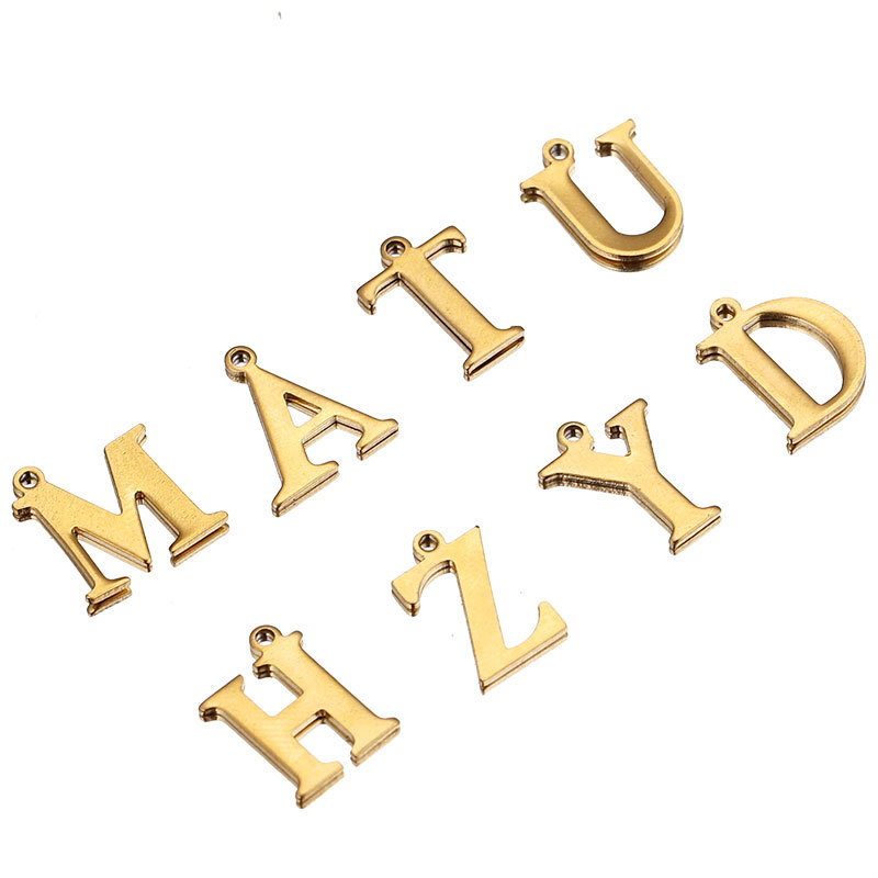 Stainless Steel Gold Color Letter Charm A Z Alphabet Beads Pendants For Diy Bracelet Jewelry Necklace Making 216045148998