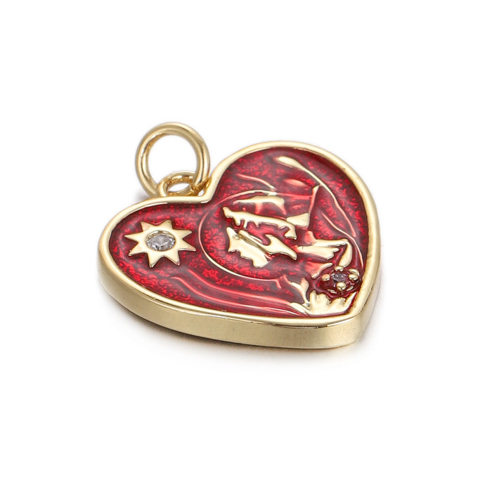 Stylish Chic Customizable Hypoallergenic Drop Oil Heart Pendant Handmade DIY Jewelry Accessories