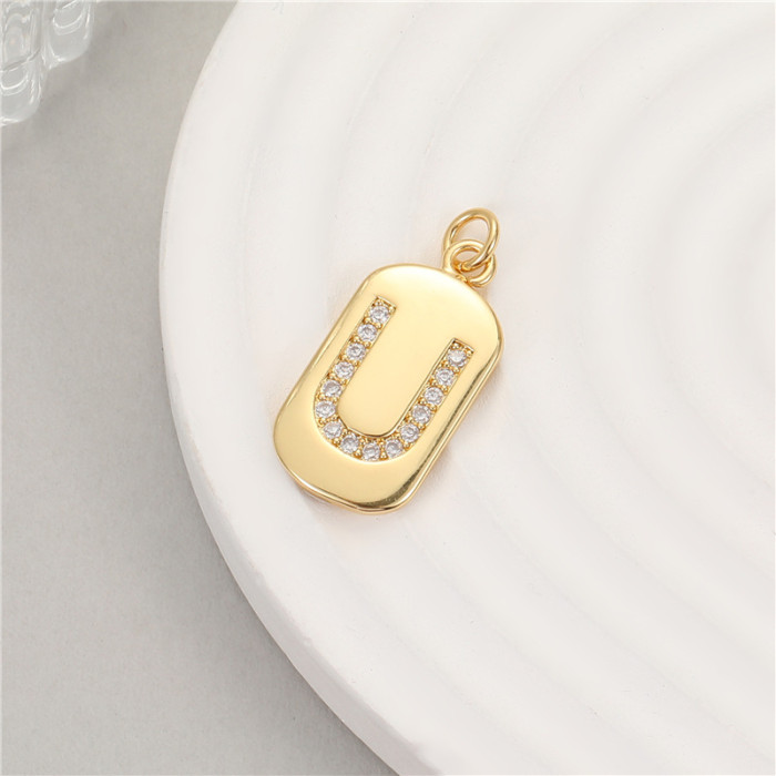 Classic Refined Elegant Women 26 English Letter Pendant 14K Zircon Mini Tag DIY Handmade Necklace Bracelet Accessory