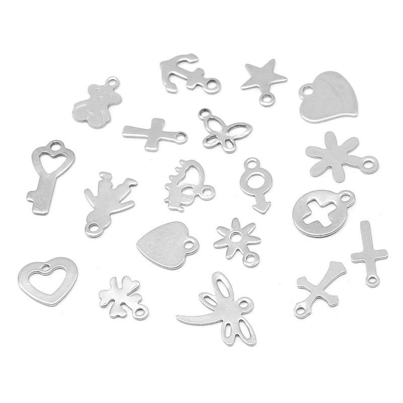 Stainless Steel Charms for Jewelry Making Cross Star Pendant Mini Charm Necklace Bracelet DIY Gifts