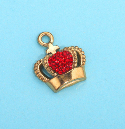 Stainless Steel Micro-inset Zircon Crown Pendant DIY Charm Jewelry Pendant Golden 18K Gold Necklace Accessory