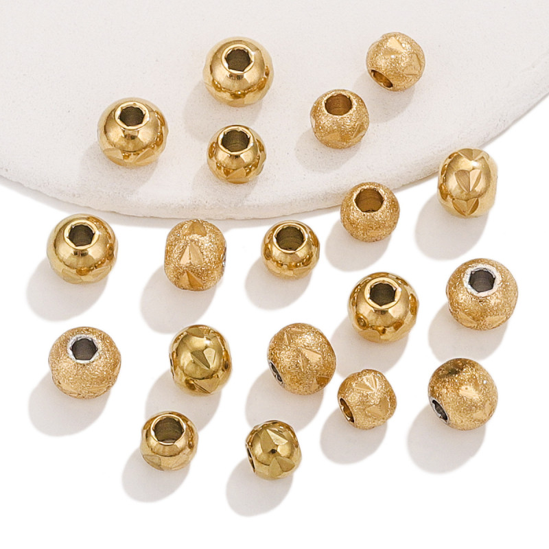 Stainless Steel Sanding Beads Handmade Bracelet Spacer Waterproof Bead Jewelry Accessories
