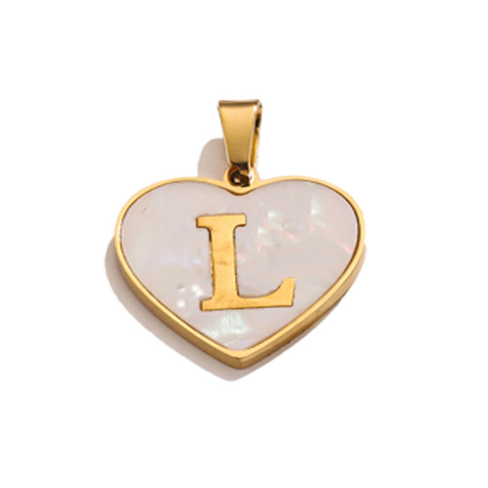 Stainless Steel Heart Pendant 26 Letter Pendant DIY Handmade Necklace Accessories