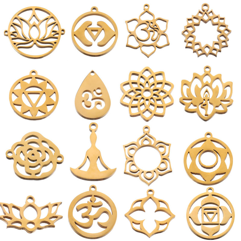 Yoga Tag DIY Titanium Steel Charm Pendant Stainless Steel Connector Jewelry
