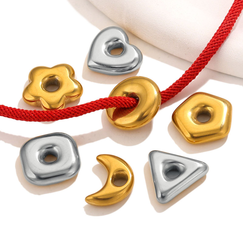Stainless Steel Love Five-pointed Star Big Hole Hexagonal Separator Bead Titanium Steel DIY Jewelry Necklace