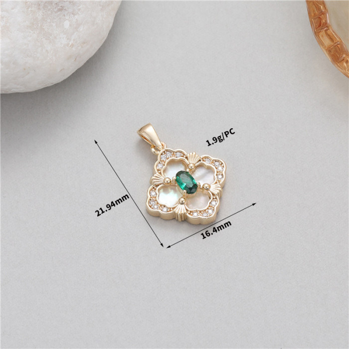 Stylish Chic Hypoallergenic Key Four-leaf Clover Clock 14K Gold Plated Bracelet Pendant Handmade DIY Jewelry Accessories