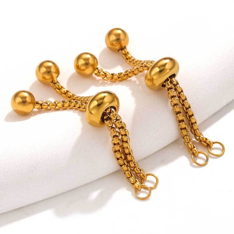 Stainless Steel Bracelet Chain Gold Color Adjustable Slider Chain Connector for DIY Jewelry Making