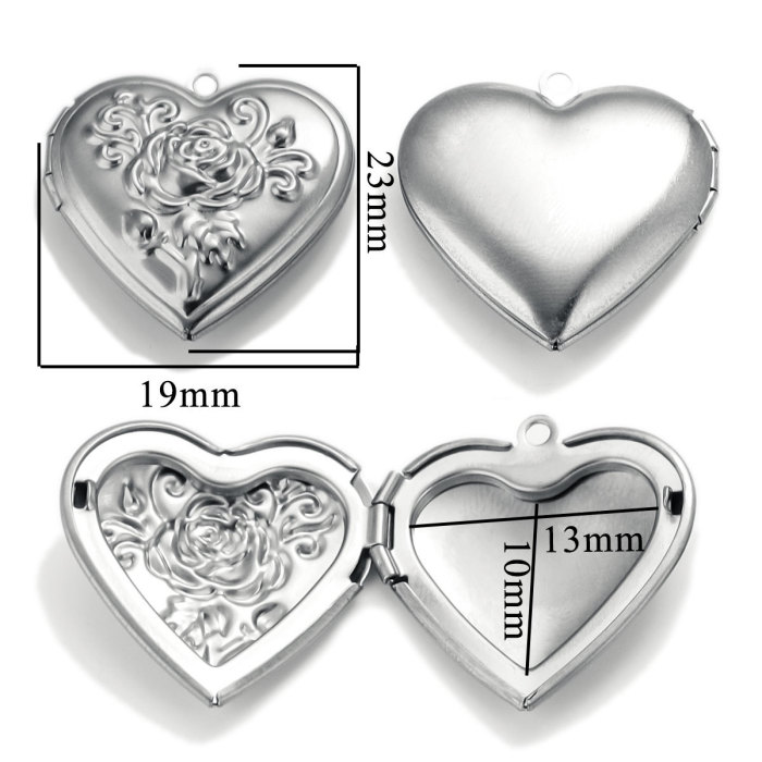 Stainless Steel Love Box Pendant Retro Relief Pattern Pendant DIY Creative Necklace Jewelry Accessory