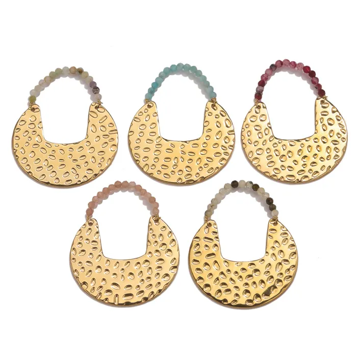 Stainless Steel Bohemian Natural Stone Pendant Accessories DIY Earrings Jewelry