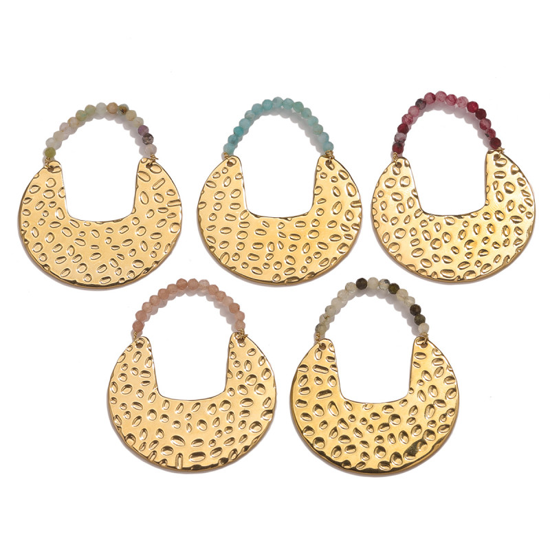 Stainless Steel Bohemian Natural Stone Pendant Accessories DIY Earrings Jewelry
