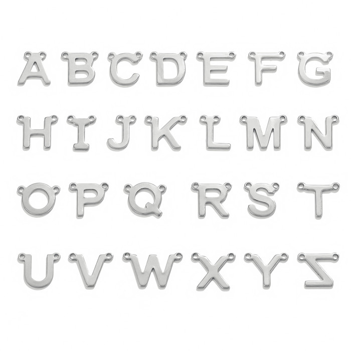 18K Gold Waterproof Stainless Steel 26 Mini Letter Double Hole Necklace Pendant DIY Accessory
