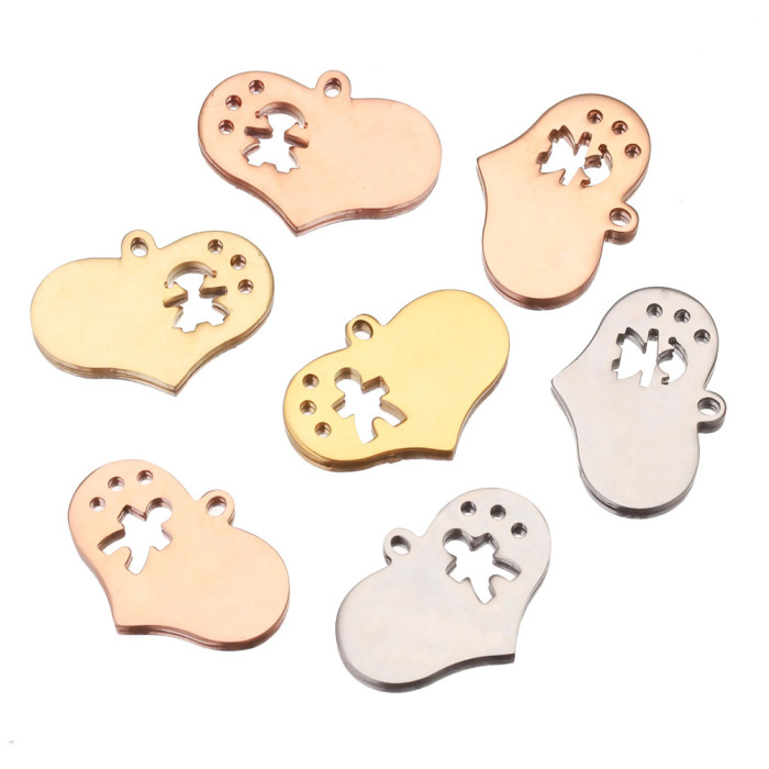 Stainless Steel Love Boy Girl Couple Pendant DIY Necklace Earrings Pendant Wholesale