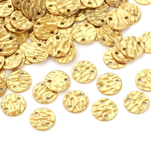 Stainless Steel Irregularly Embossed Round Sheet Pendant Titanium Steel Pendant with Holes