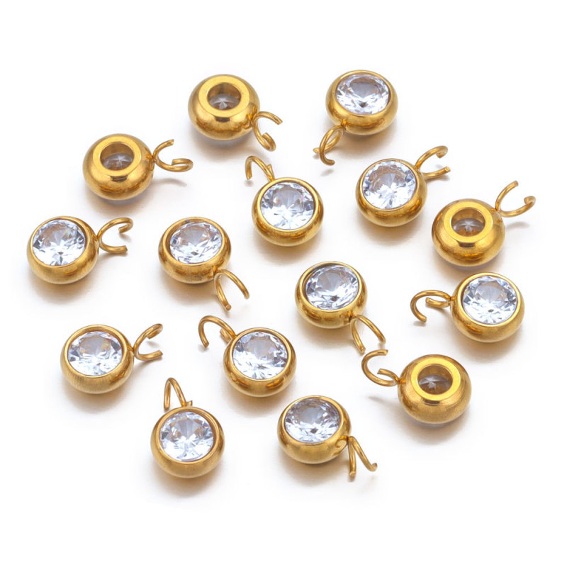 18k Gold Stainless Steel Round Pendant Necklace Bracelet DIY Handmade Jewelry Accessories Wholesale