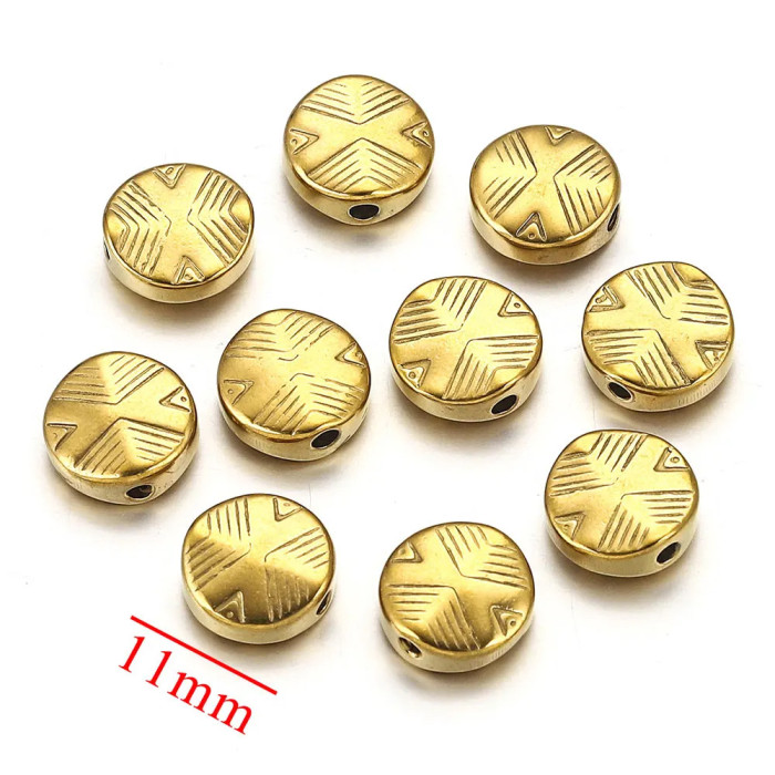 Stainless Steel Round Square Bead Globular Bead Gold Plated Positioning Bead DIY Jewelry Accessories