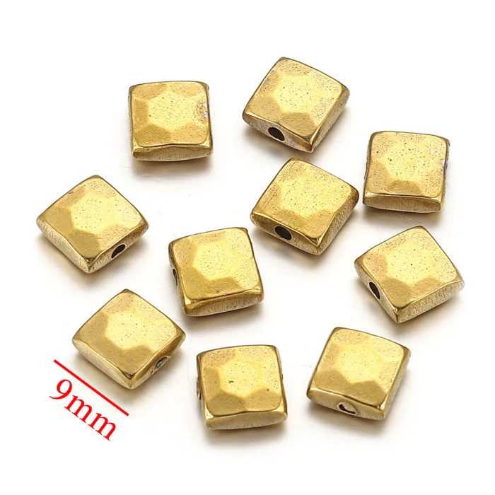 Stainless Steel Round Square Bead Globular Bead Gold Plated Positioning Bead DIY Jewelry Accessories