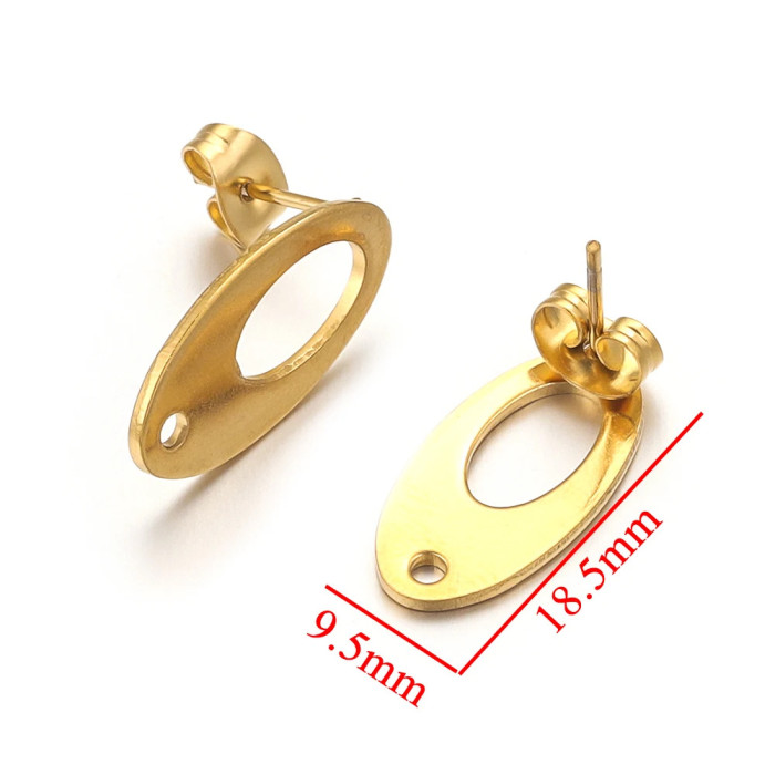 Stainless Steel Oval Point Earring Making Supplies Hooks Connectors Earring Base Posts Components Parts Jewelry Materials