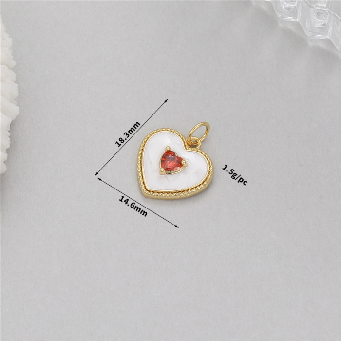 Stylish Chic Hypoallergenic Versatile Gold Plated Heart Pendant with Colorful Zircon Handmade DIY Jewelry