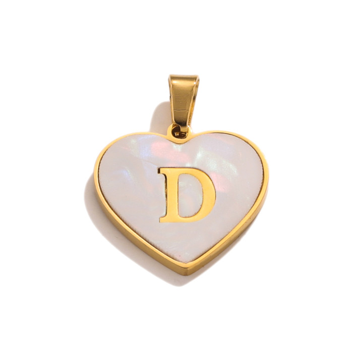 Stainless Steel Heart Pendant 26 Letter Pendant DIY Handmade Necklace Accessories