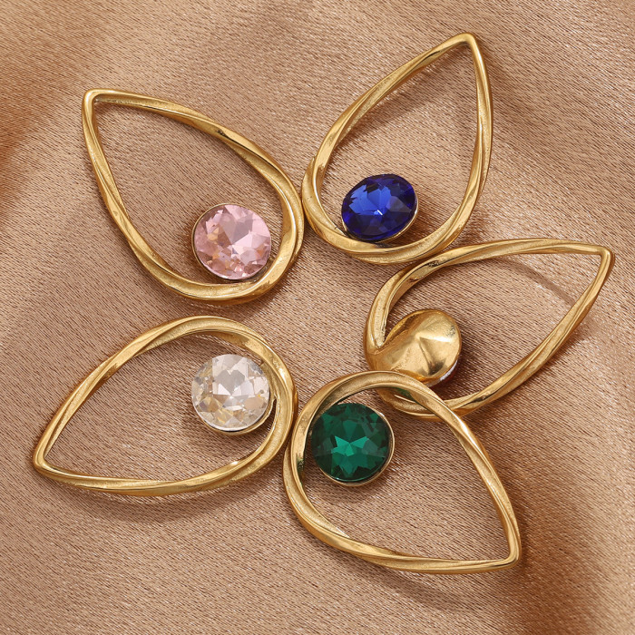 Stainless Steel Frame Crystal Pendant Titanium Steel Earring Pendant Hollow Frame DIY Necklace Pendant Accessories