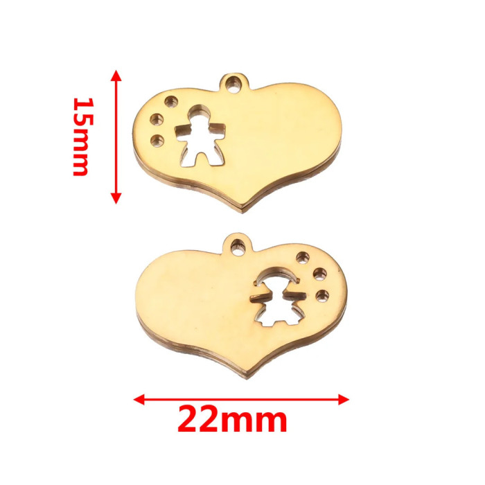 Stainless Steel Love Boy Girl Couple Pendant DIY Necklace Earrings Pendant Wholesale