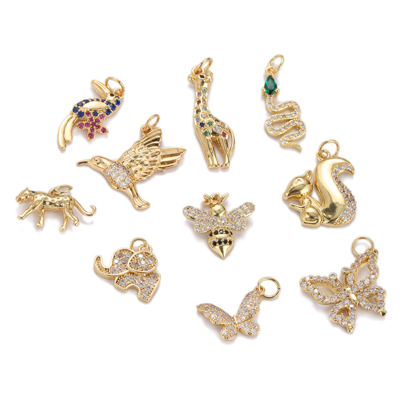 Chic Customizable Leopard Butterfly Hummingbird Squirrel Elephant Giraffe Animal Pendant Jewelry Handmade DIY Jewelry Accessorie