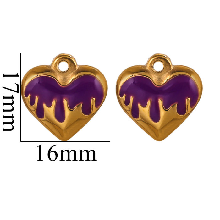 Stainless Steel 16mm Enamel Heart Charms Pendants for DIY Couples Jewelry Necklaces Findings Bracelets Making Supplies