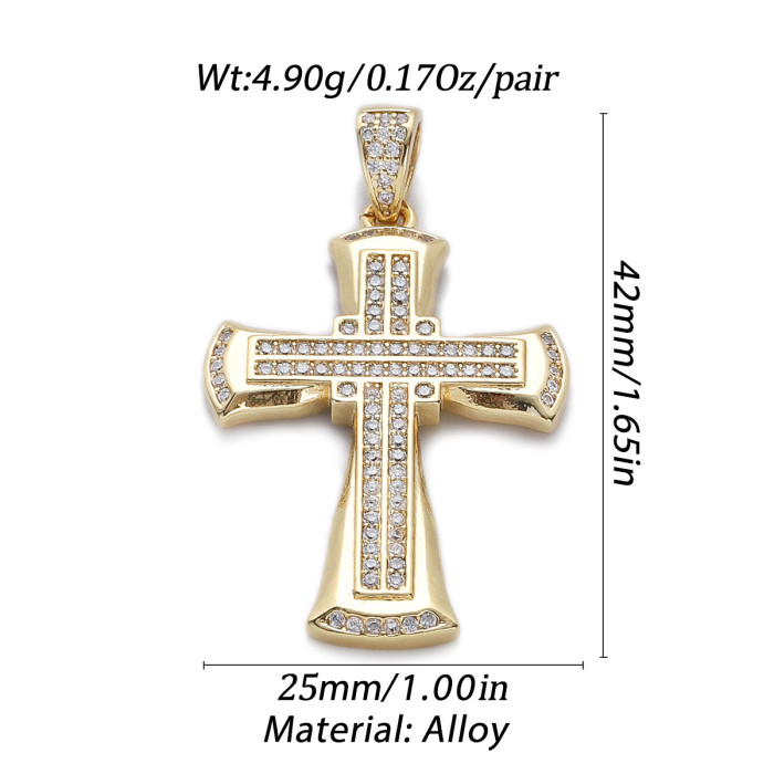 Stylish Chic Dainty Elegant 18K Gold Plated Pendant Zircon Cross Pendant Trendy Party Festival Casual Jewelry Gift, N...