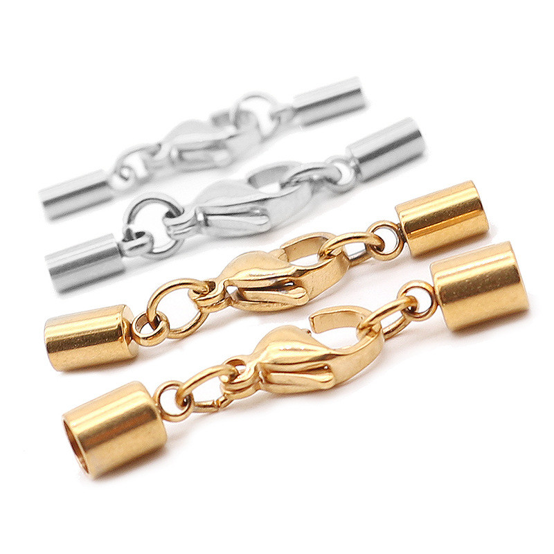 Stainless Steel End Lobster Claw Clasps Caps Extended Chain Jump Rings Jewelry Connector