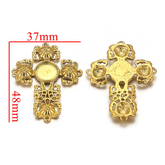 Stainless steel 12mm Cross Tray Pendant Pendant DIY Necklace Earrings Jewelry Accessories