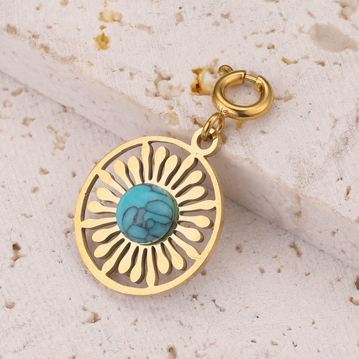 Stainless Steel Natural Stone Charm Pendant Accessories DIY Jewelry Women's Necklaces Supplies