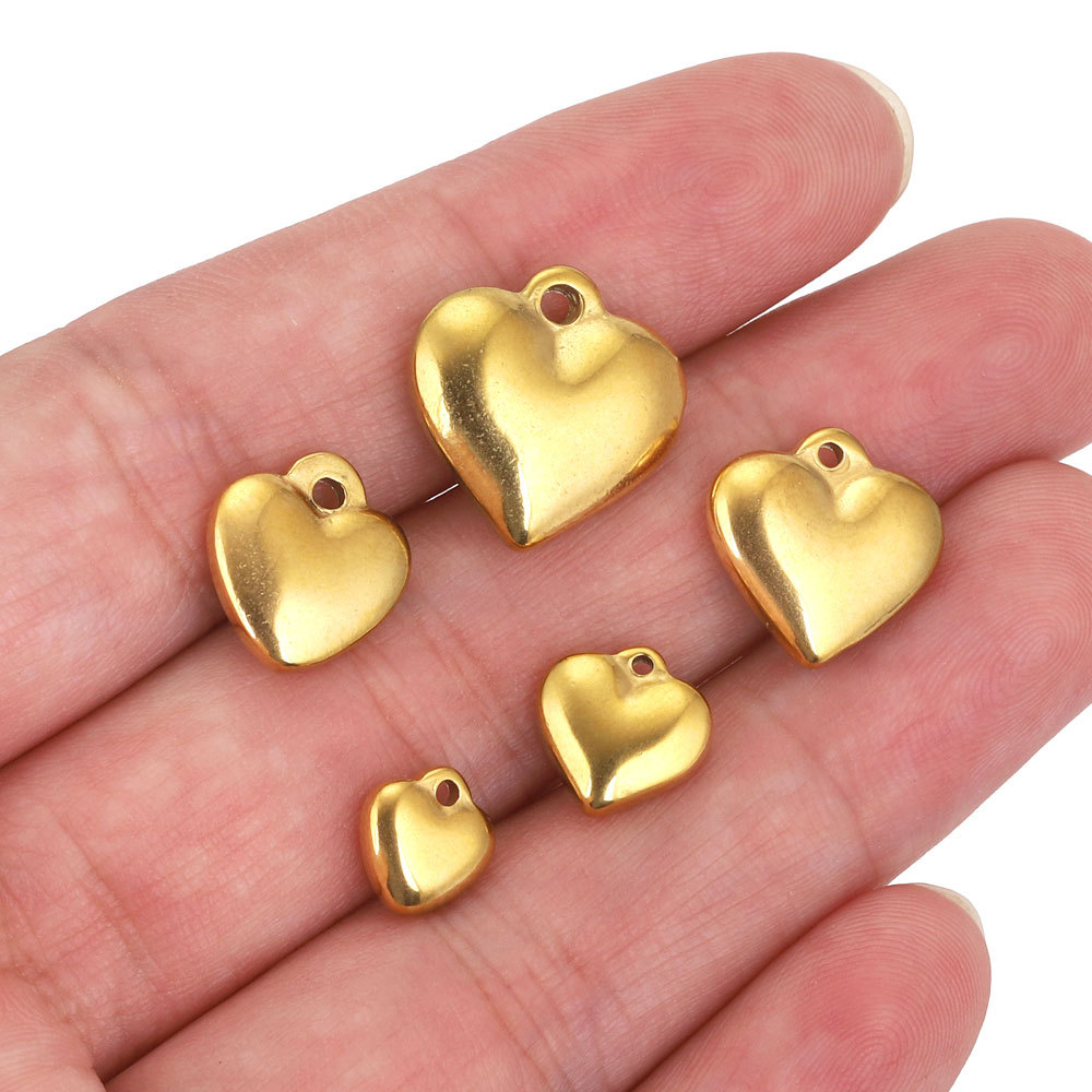 Stainless Steel Heart Pendant Solid Necklace Peach Heart Pendant Titanium Steel Gold Jewelry Accessories Wholesale 216045170277