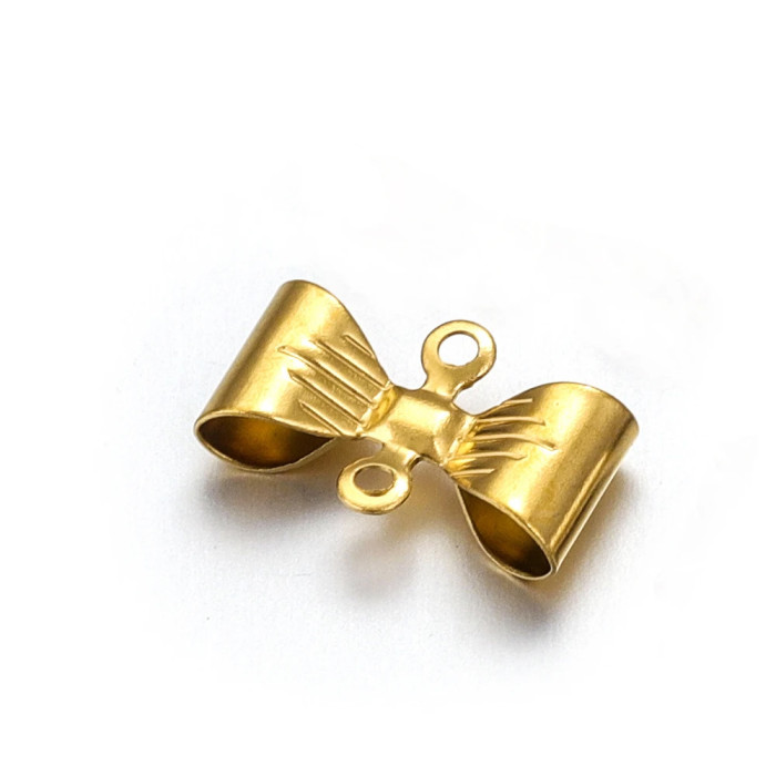 Stainless Steel Double Hole Bow Accessories Pendant DIY Necklace Bracelet Making Accessories