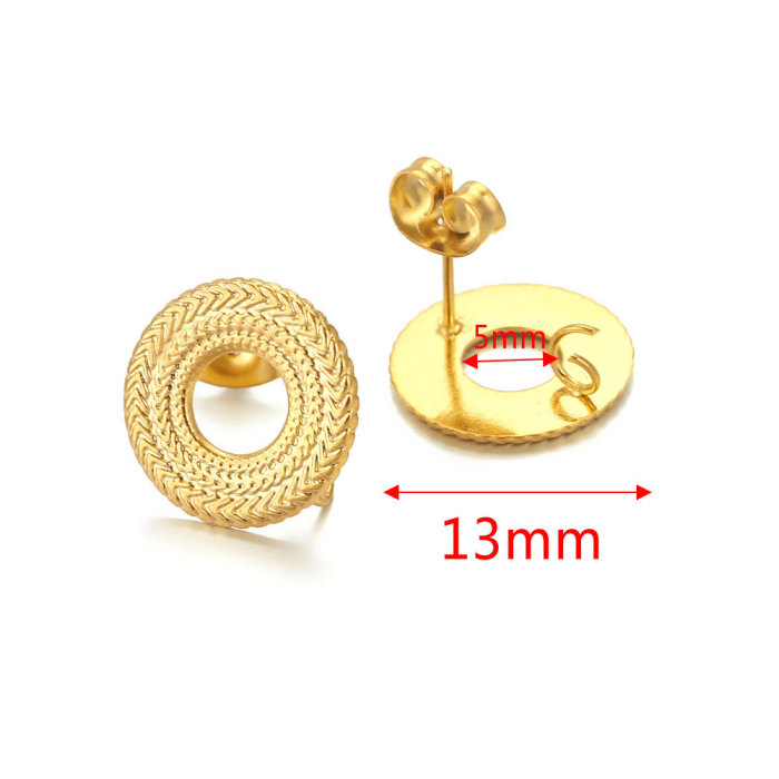 Stainless Steel Braided Thread Earrings Titanium Steel DIY Round Gold-plated Ear Accessories