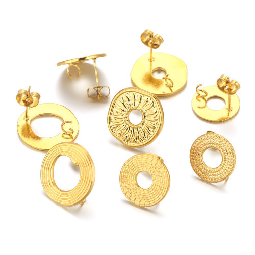 Stainless Steel Braided Thread Earrings Titanium Steel DIY Round Gold-plated Ear Accessories