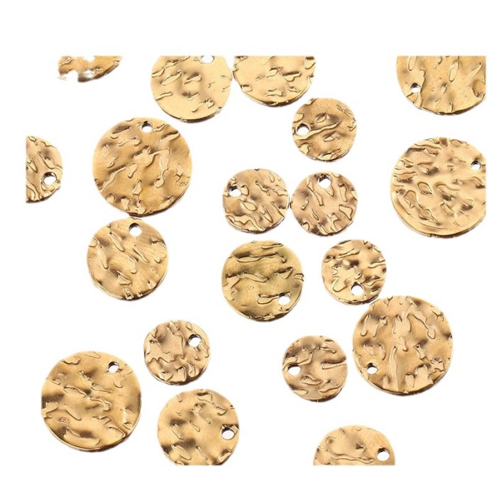 Stainless Steel Embossed Round Piece DIY Jewelry Piece Pendant Single Hole Tag Bracelet Necklace Accessories