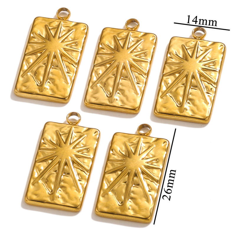Stainless Steel Tarot Card Sun Star Ins Wind Necklace Pendant 18K Vacuum Gold Plated DIY Jewelry Accessories
