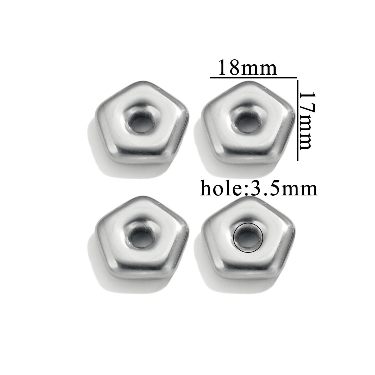 Stainless Steel Love Five Pointed Star Big Hole Hexagonal Separator Bead Titanium Steel Diy Jewelry Necklace 216045145554