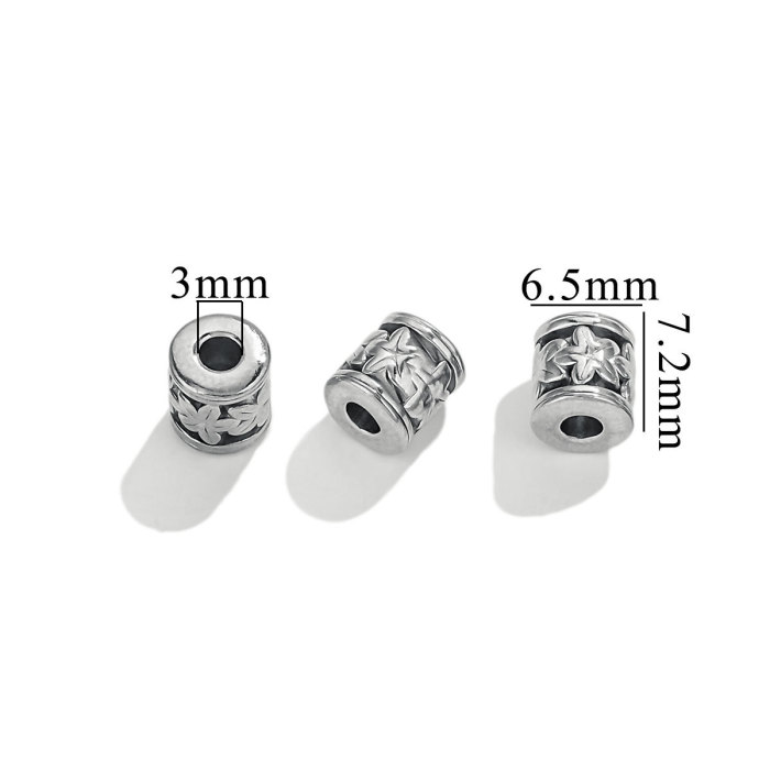 Stainless Steel Cylinder Spacer Loose Bead Necklace Findings Beads for DIY Necklace Charms Jewelry Making Accessories