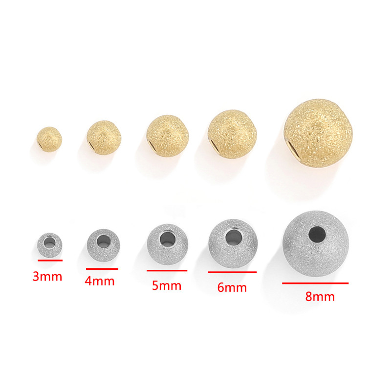 Stainless Steel Frosted Solid Drilled Steel Ball Titanium Steel Bracelet Beaded DIY Accessory Beads