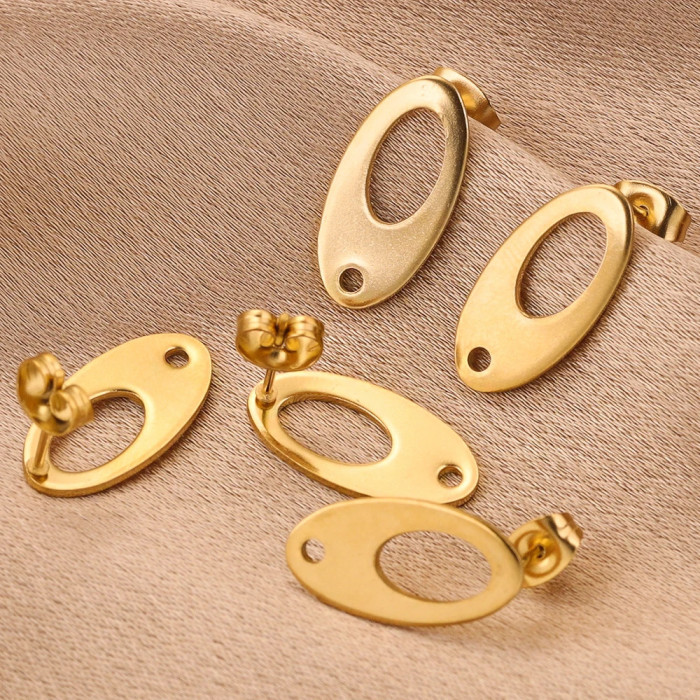 Stainless Steel Oval Point Earring Making Supplies Hooks Connectors Earring Base Posts Components Parts Jewelry Materials