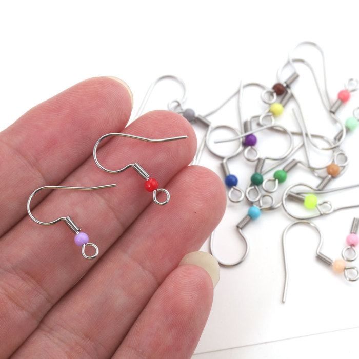 DIY Accessories Stainless Steel with Bead Ear Hook Earring Accessories Wholesale