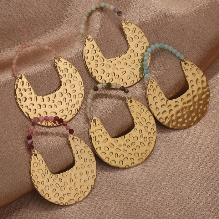 Stainless Steel Bohemian Natural Stone Pendant Accessories DIY Earrings Jewelry