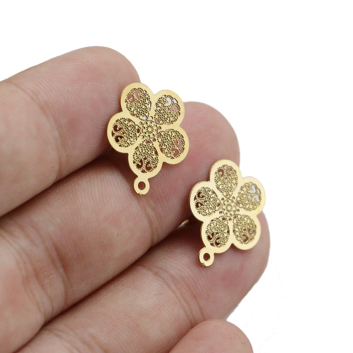 Stainless Steel Flower Earrings Accessories DIY Handmade Vintage Earrings Accessories Wholesale