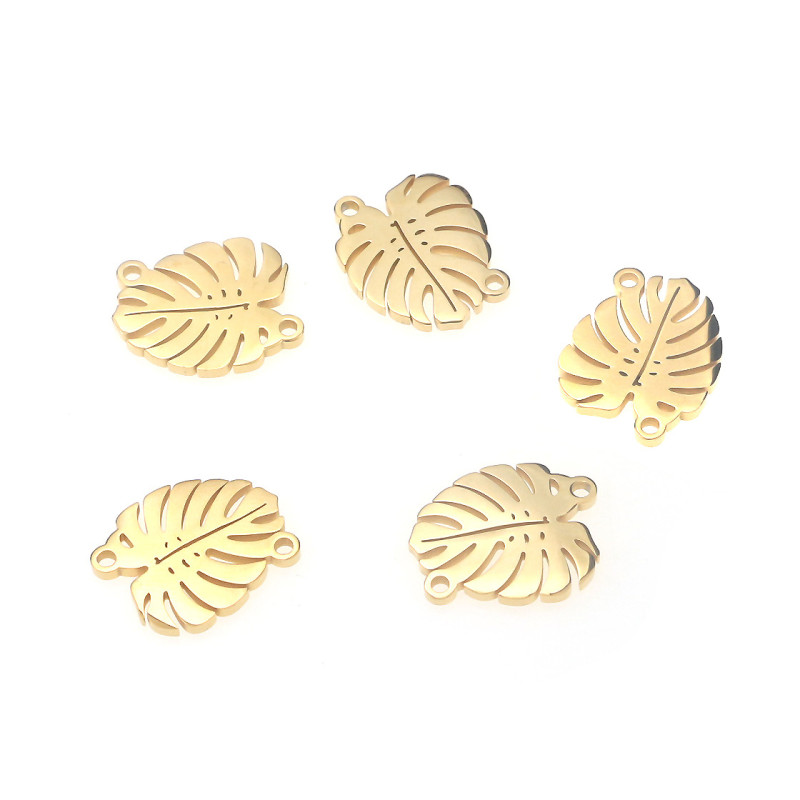 Stainless Steel Leaves Bracelet Connectors Necklace Charms Pendant DIY Jewelry Making Handcrafted Accessories
