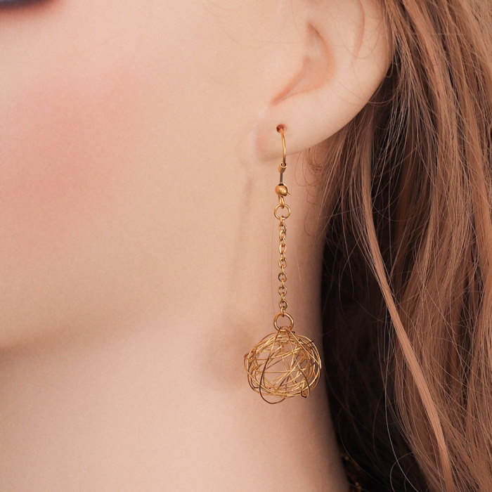 18K Gold Plated Stainless Steel Handmade DIY Jewelry Accessories Stainless Steel Wire Ball Pendant Wholesale