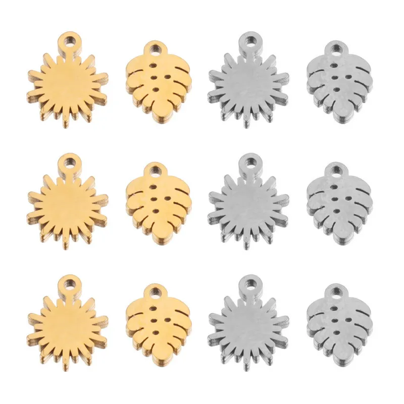 Stainless Steel Leaf Charm Jewelry Accessories DIY Bracelet Earrings Necklace Pendant Accessory