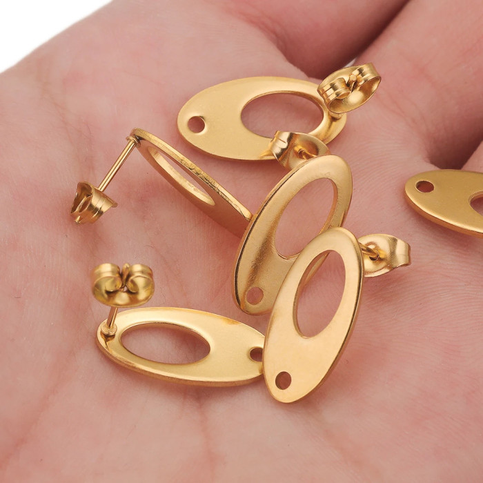 Stainless Steel Oval Point Earring Making Supplies Hooks Connectors Earring Base Posts Components Parts Jewelry Materials